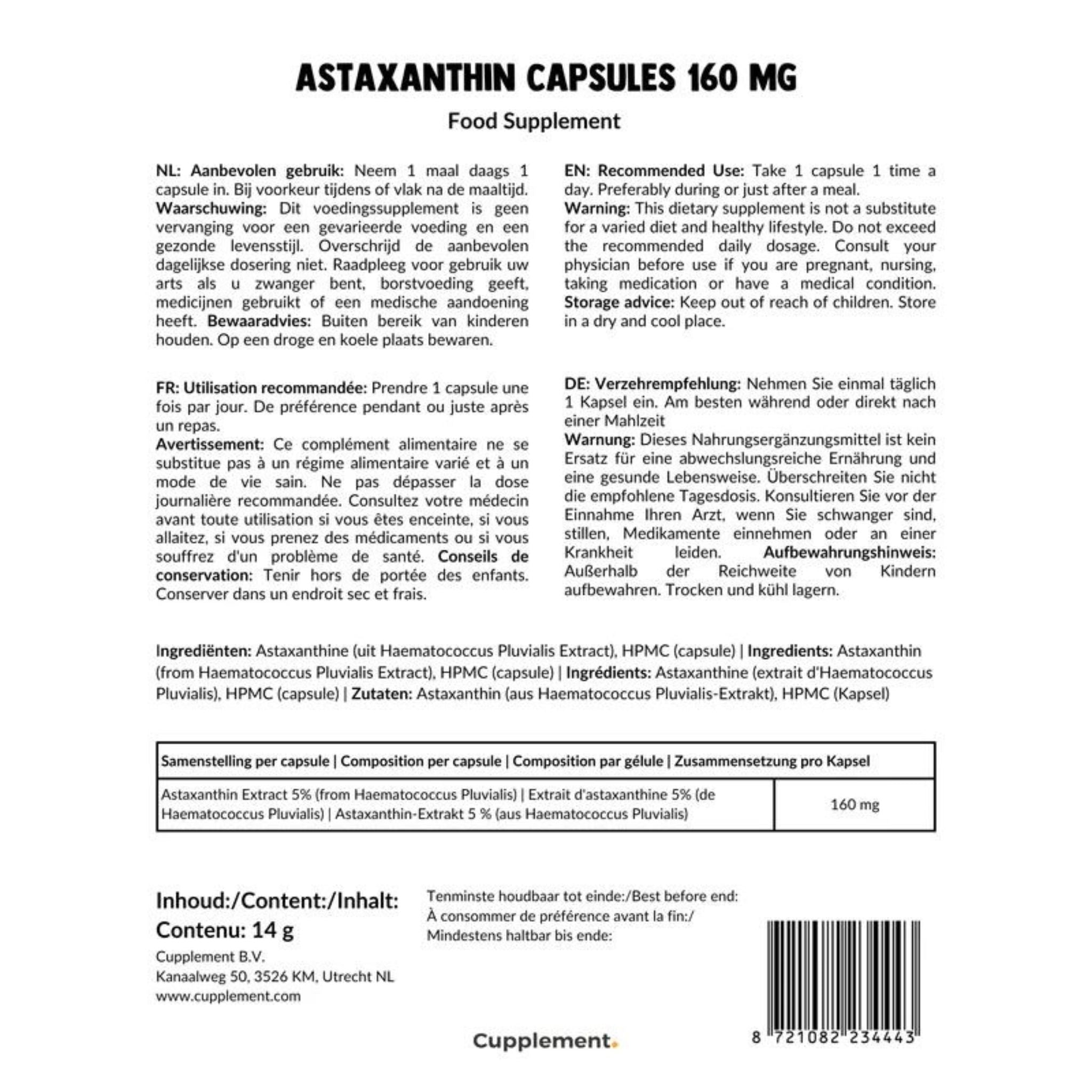 Organic Astaxanthin 8mg - 60 capsules