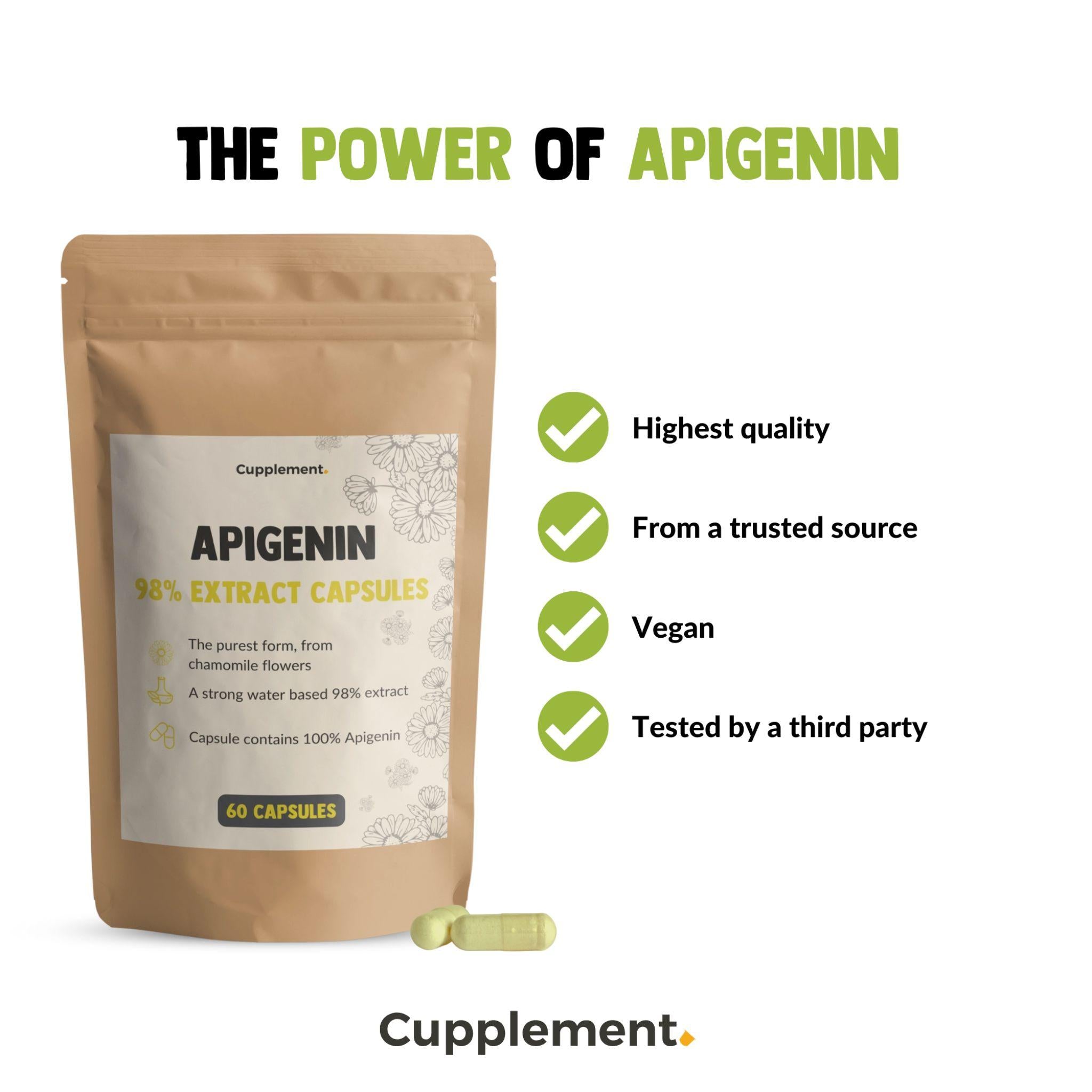 Apigenin Extrakt 100mg - 60 Kapseln - Cupplement - Adaptogen - Adaptogene - Apigenin - montcalia.ch