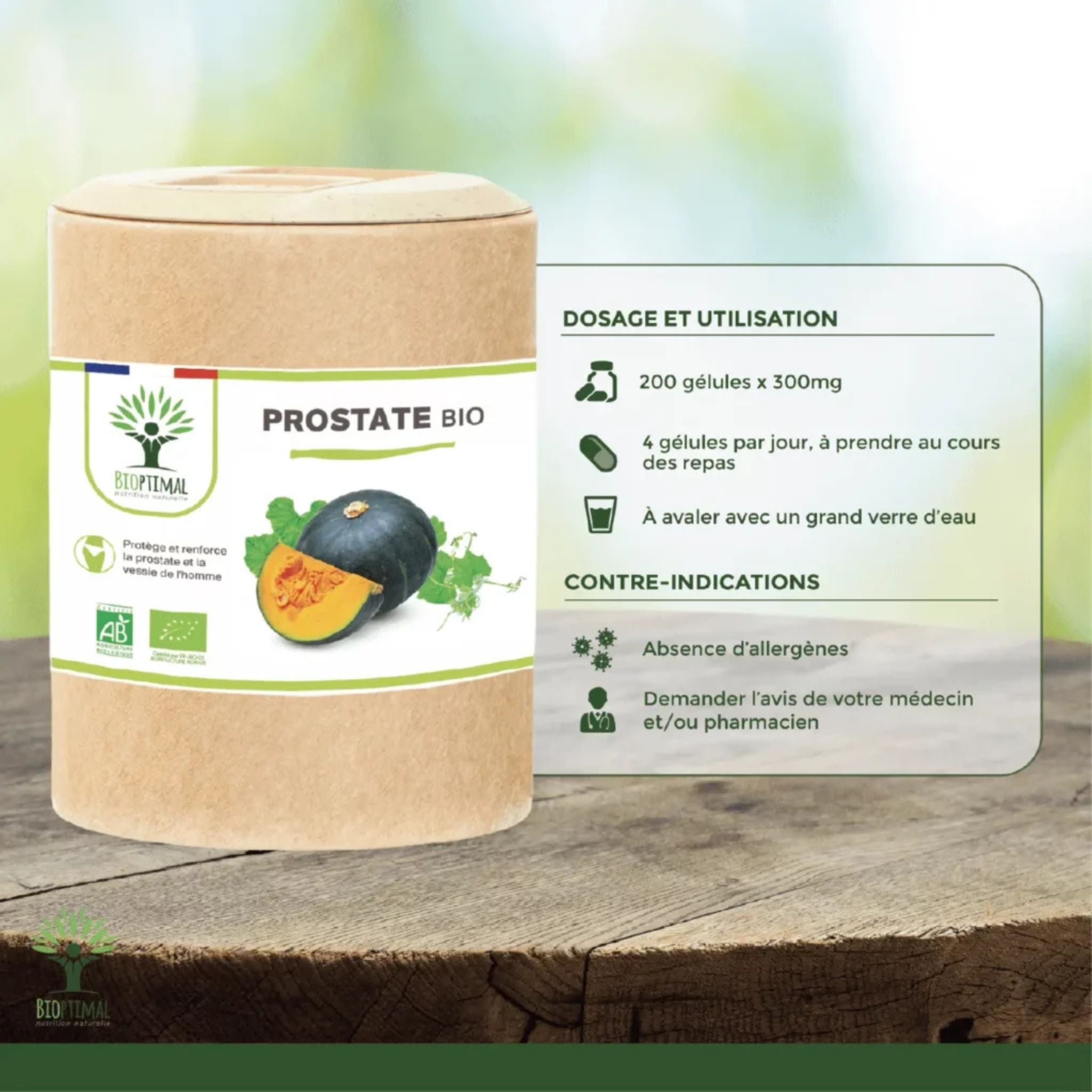 Bio Prostata - Komplex - 200 Kapseln - Bioptimal - Adaptogen - Artemisia - Artemisia vulgaris - montcalia.ch