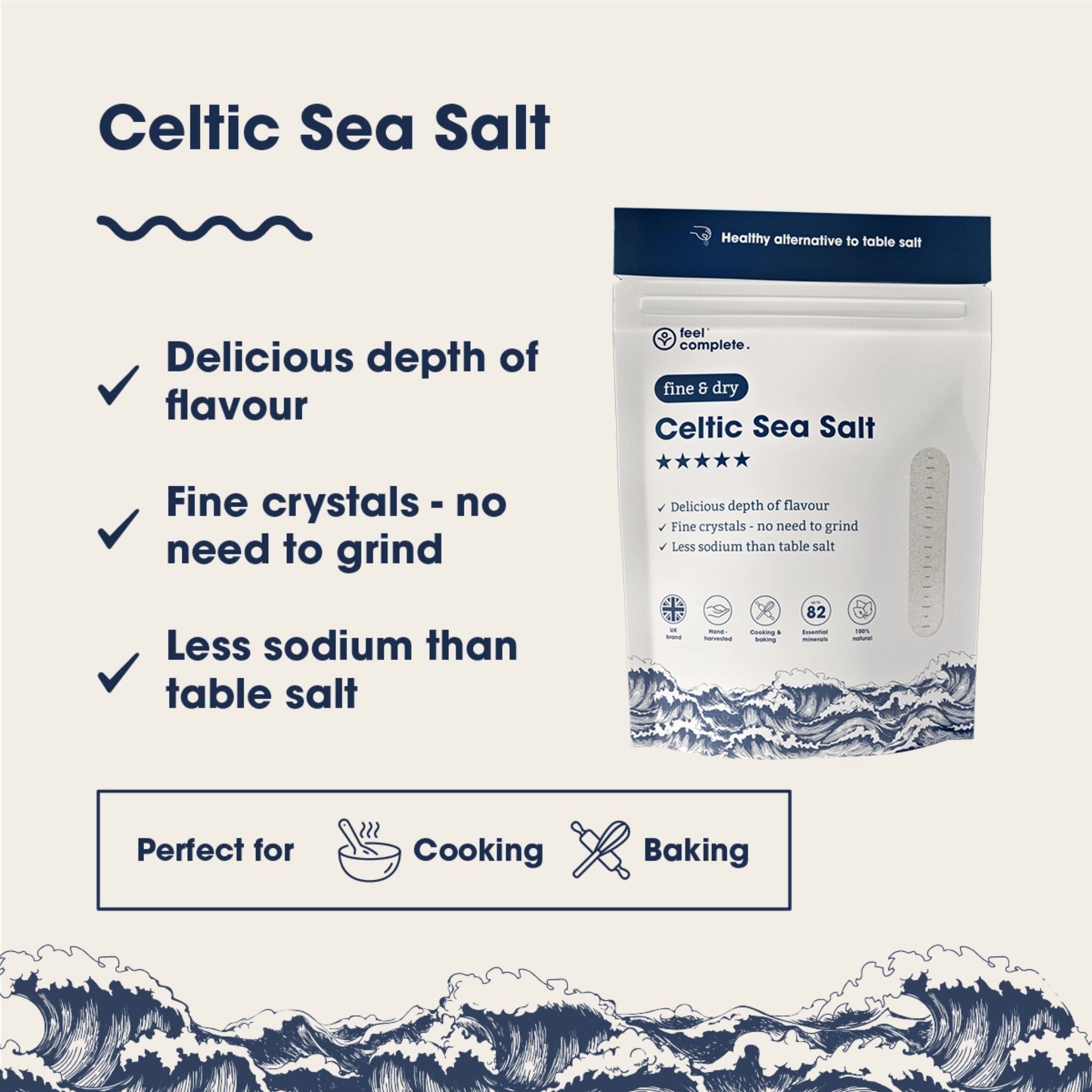 Celtic Sea Salt - Keltisches Meersalz - 400g Fein - Feel Complete - Bretonisches Salz - Celtic Sea Salt - Keltisches Meersalz - montcalia.ch