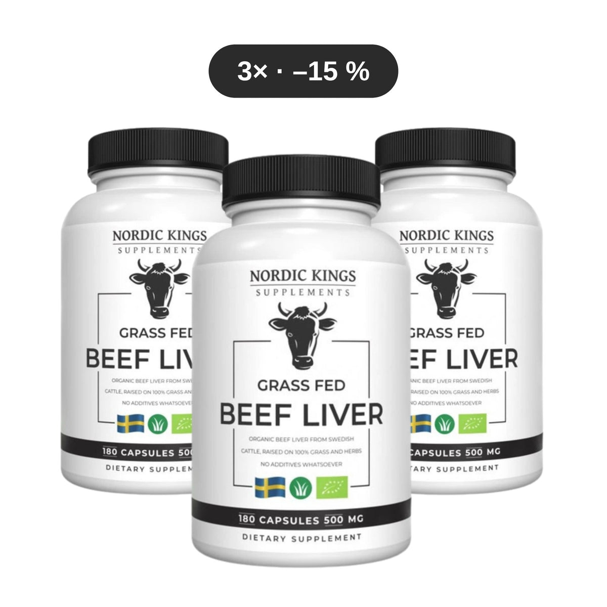 3-pack organic freeze-dried beef liver 180 capsules