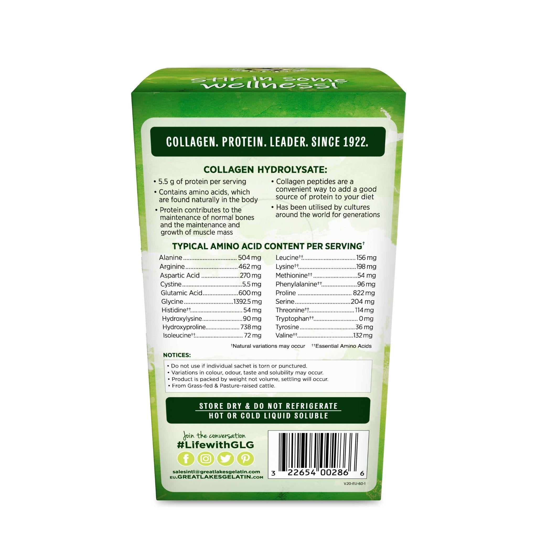 Kollagen Hydrolysat aus Weidehaltung - 10 Sticks à 6g - Great Lakes Wellness - beauty - kollagen - Kollagenpeptide - montcalia.ch