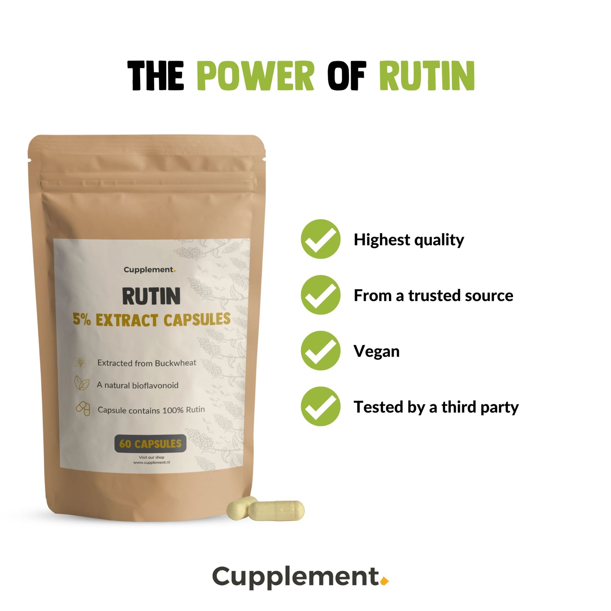 Rutin Extrakt 500 mg - 60 Kapseln - Cupplement - Heilpflanze - Kapseln - Rutin - montcalia.ch
