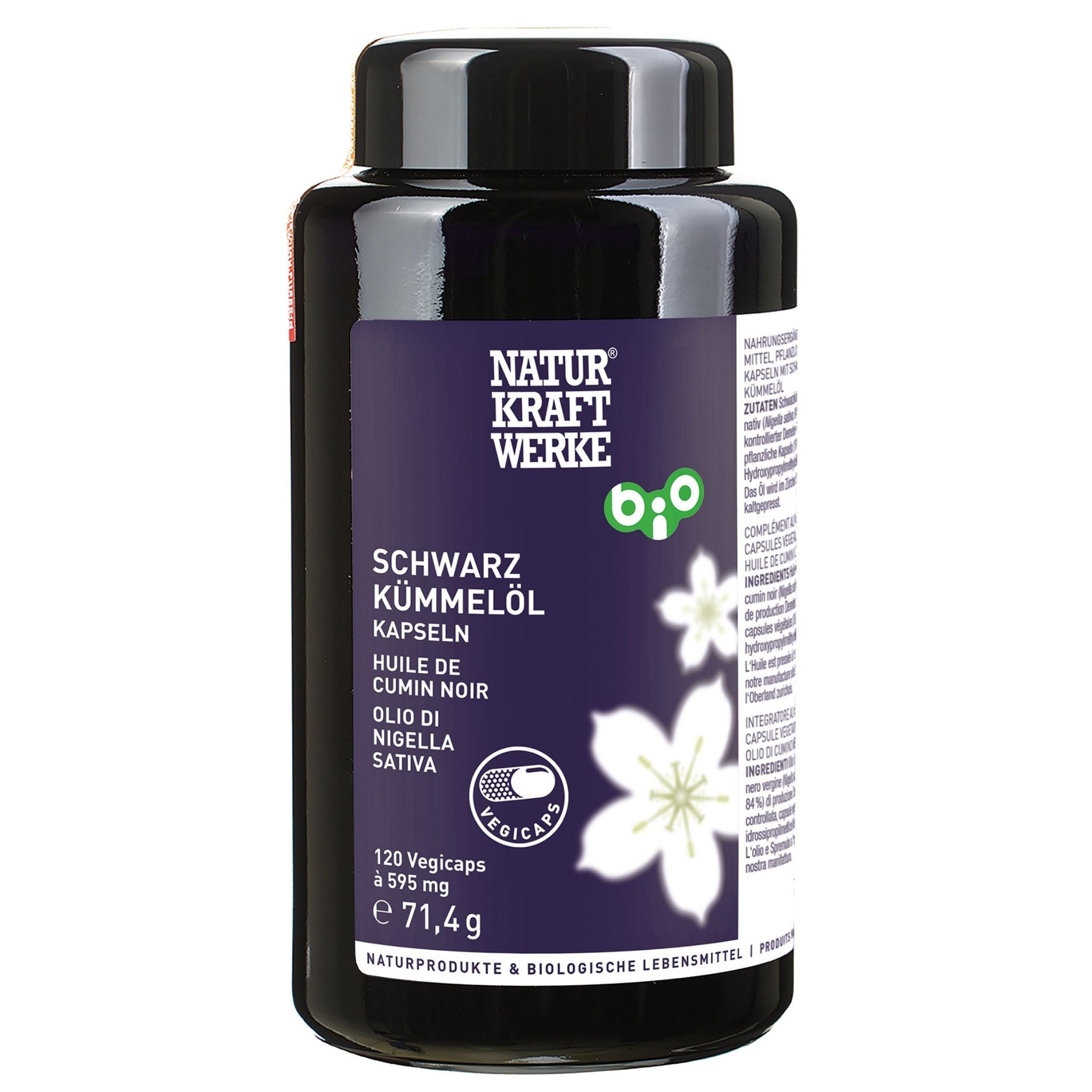 Bio Ägyptisches Schwarzkümmelöl - 120 Kapseln - Naturkraftwerke - Allergien - Gottes Nahrung - Nigella sativa - montcalia.ch