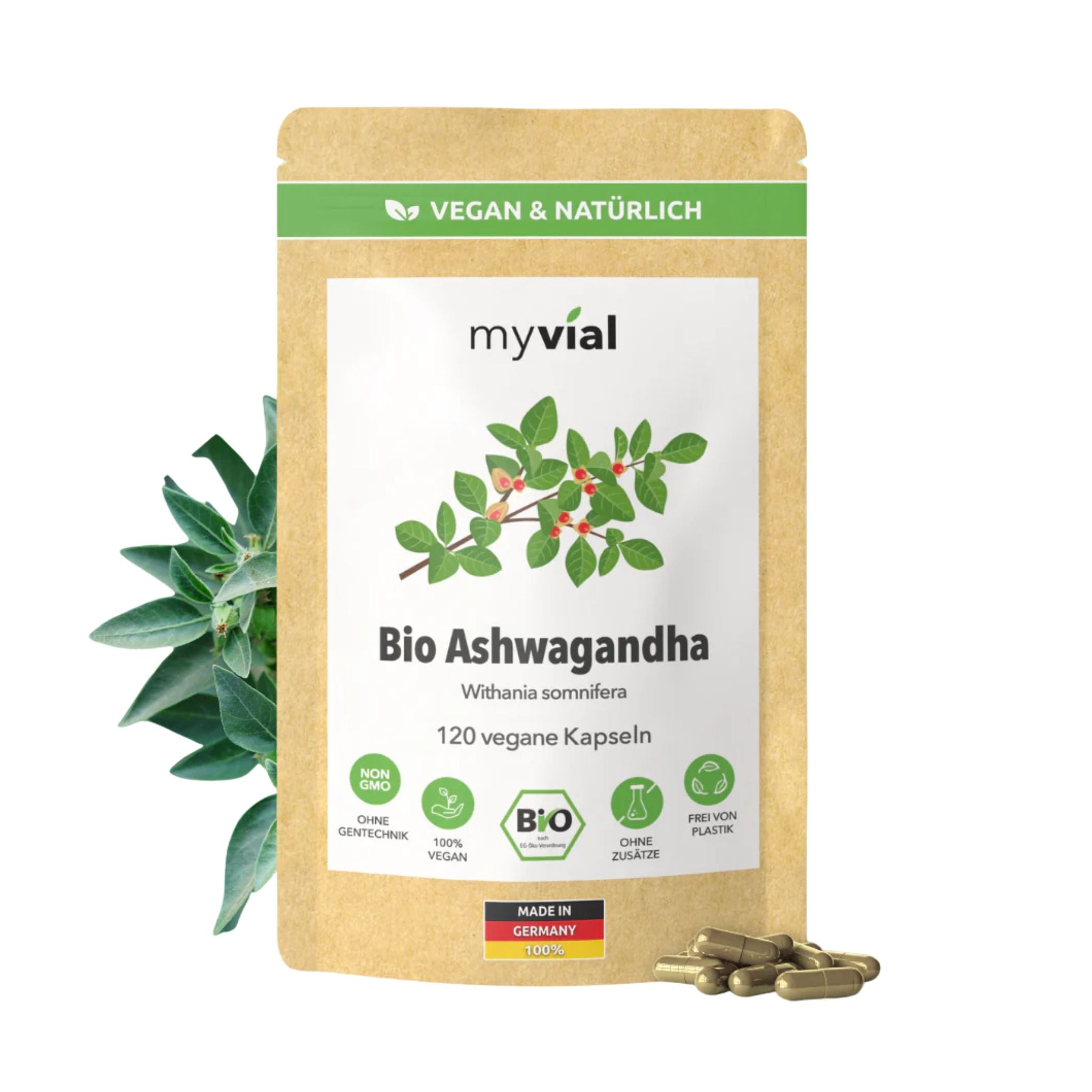 Bio Ashwagandha - 120 Kapseln - myvial - Adaptogen - Adaptogene - Ashwaganda - montcalia.ch