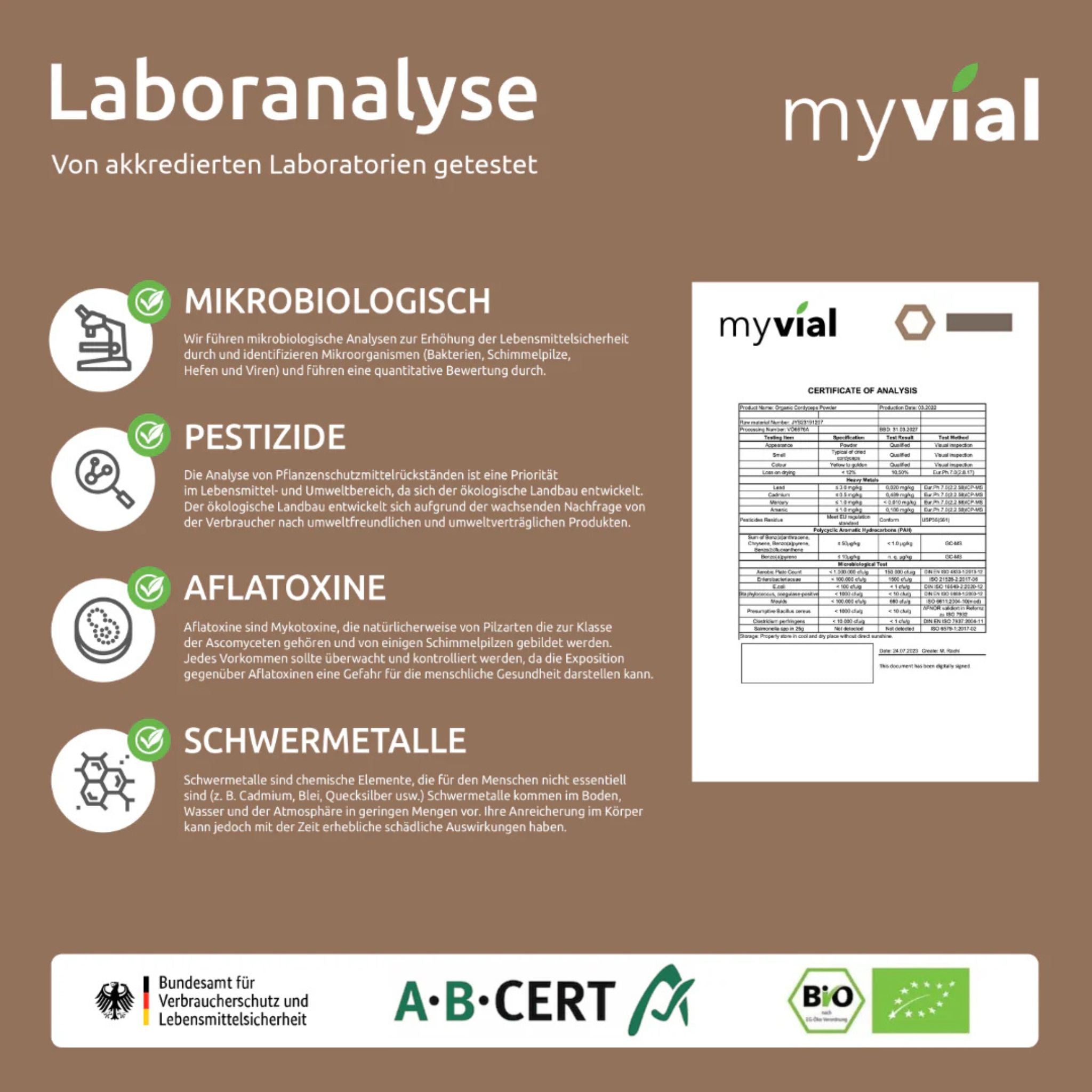 Bio Cordyceps - 120 Kapseln - myvial - Adaptogen - Adaptogene - Ayurveda - montcalia.ch