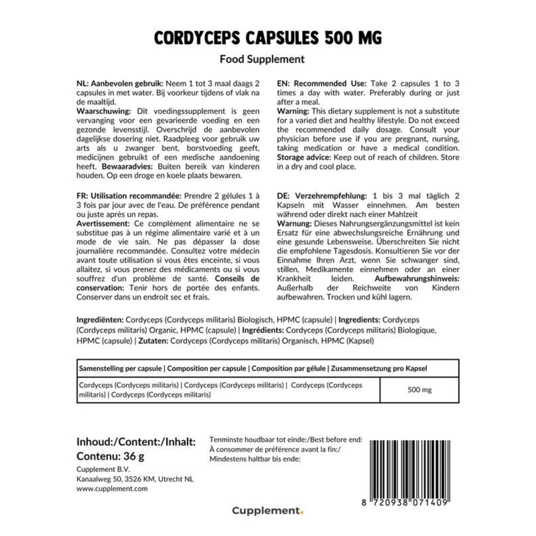 Bio Cordyceps - 60 Kapseln - montcalia.ch