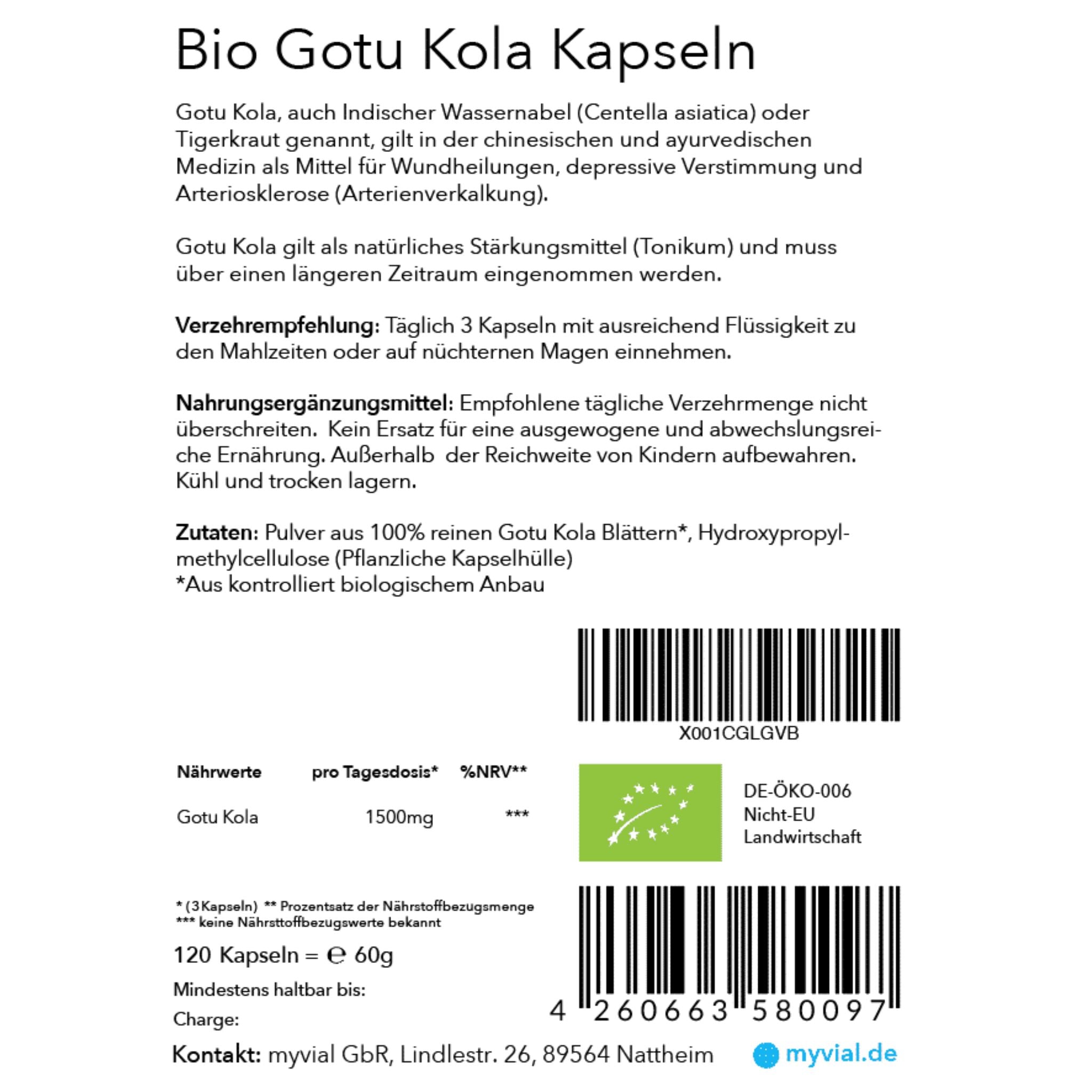 Bio Gotu Kola - 120 Kapseln - montcalia.ch