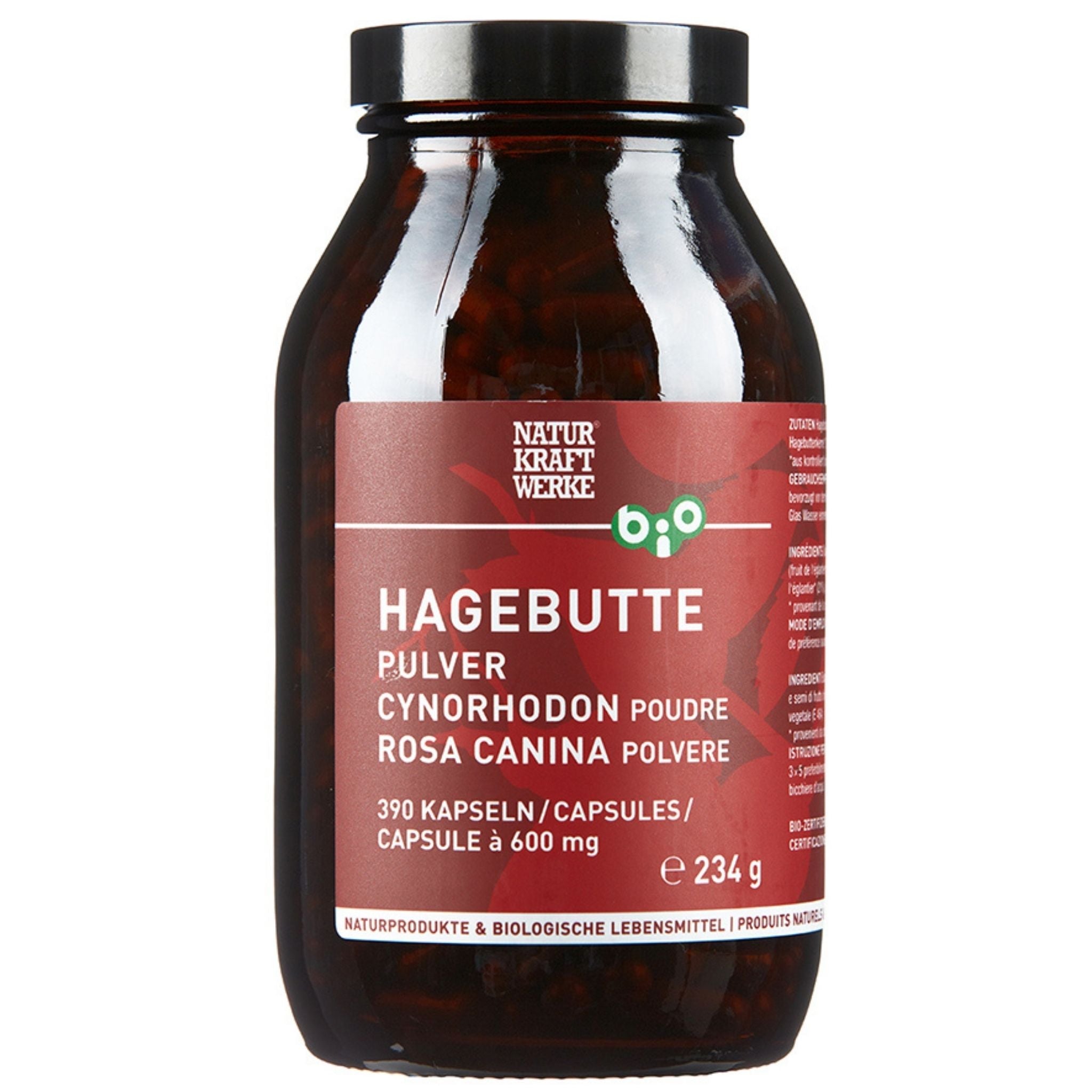 Bio Hagebutte - 390 Kapseln - Naturkraftwerke - Adaptogen - Adaptogene - Arthritis - montcalia.ch