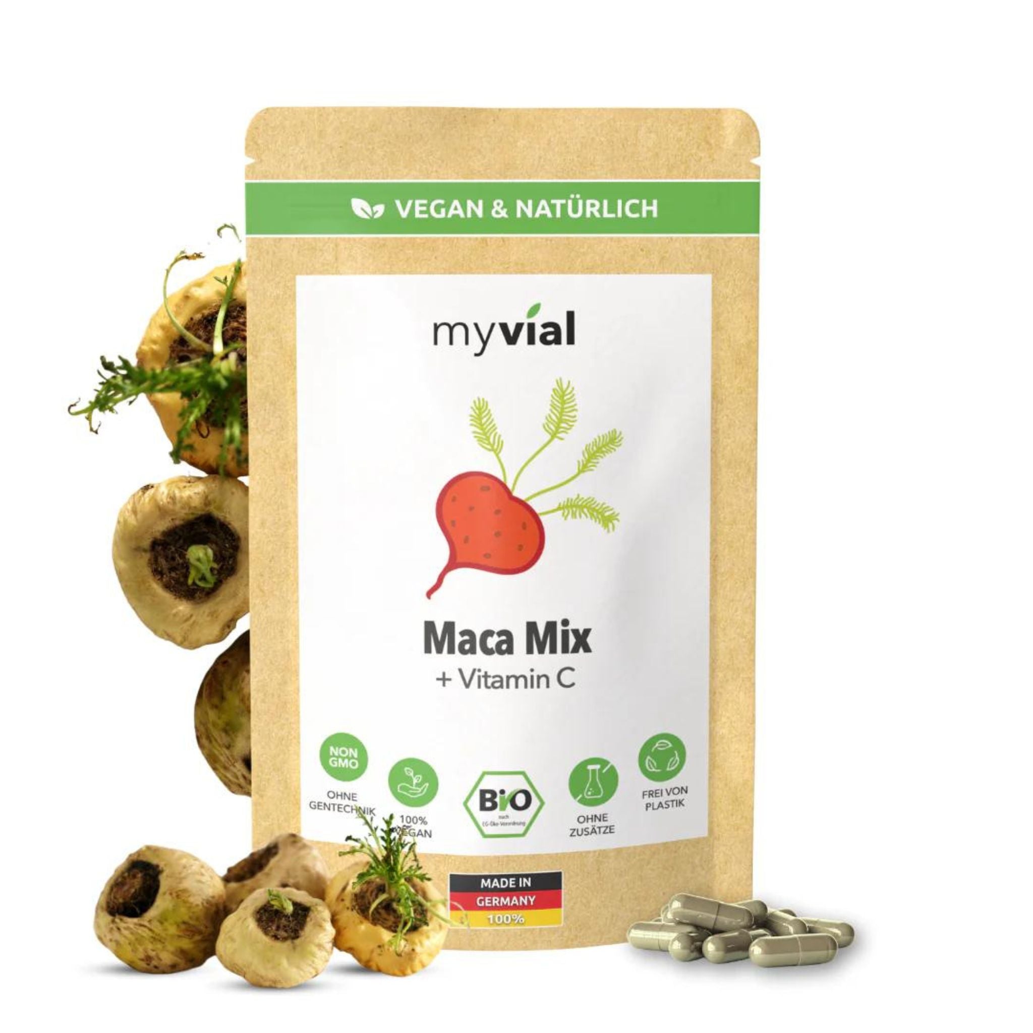 Bio Maca Mix (Schwarz, Rot, Gelb) - 120 Kapseln - montcalia.ch