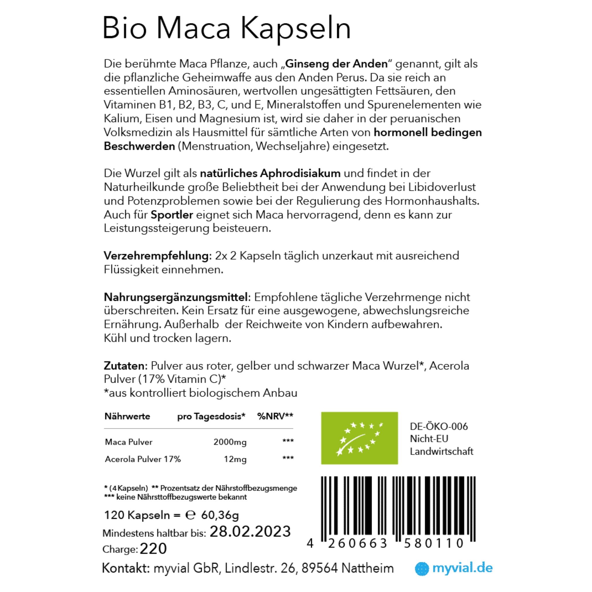 Bio Maca Mix (Schwarz, Rot, Gelb) - 120 Kapseln - montcalia.ch