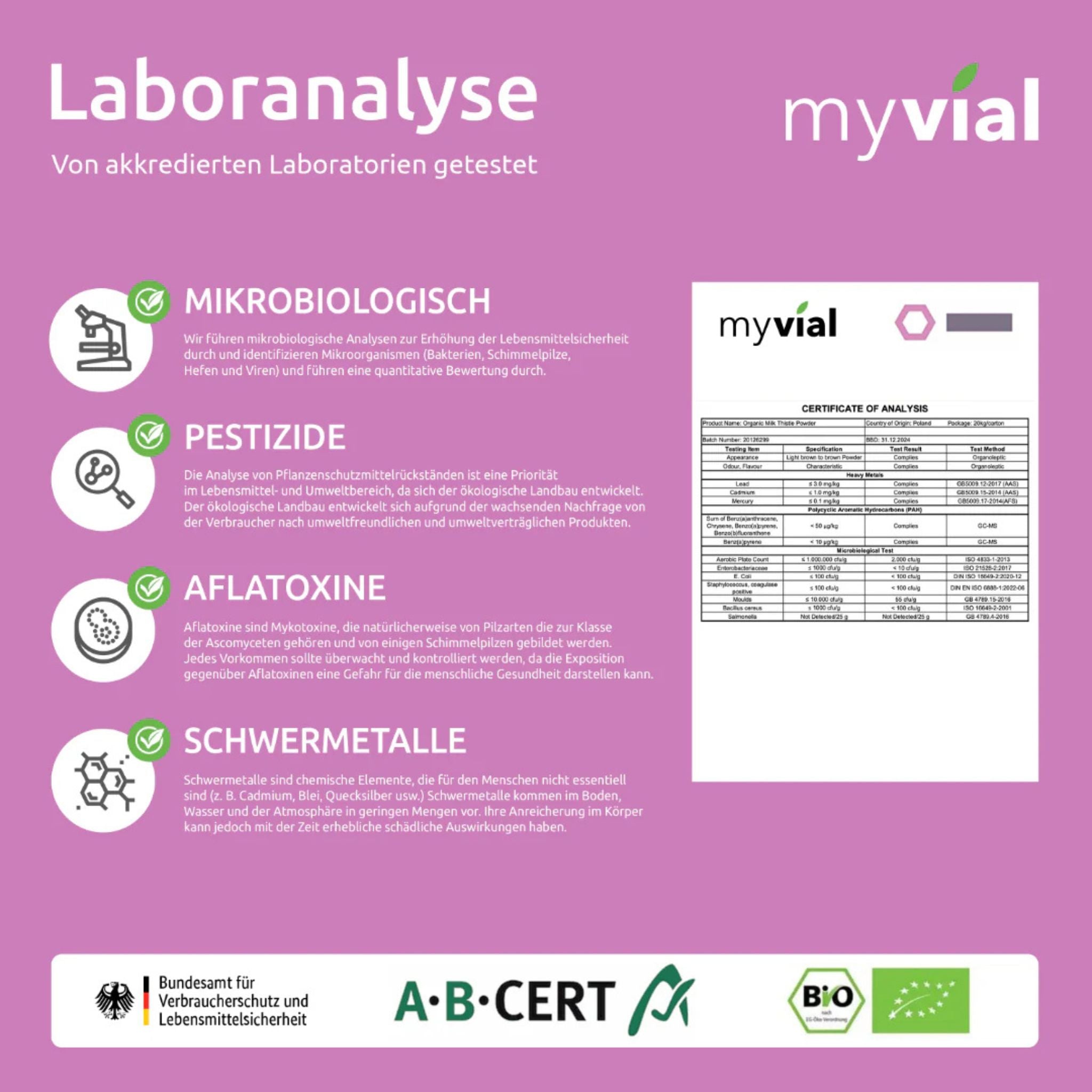 Bio Mariendistel Komplex - 120 Kapseln - myvial - Bio - Entgiftung - EU Bio - montcalia.ch