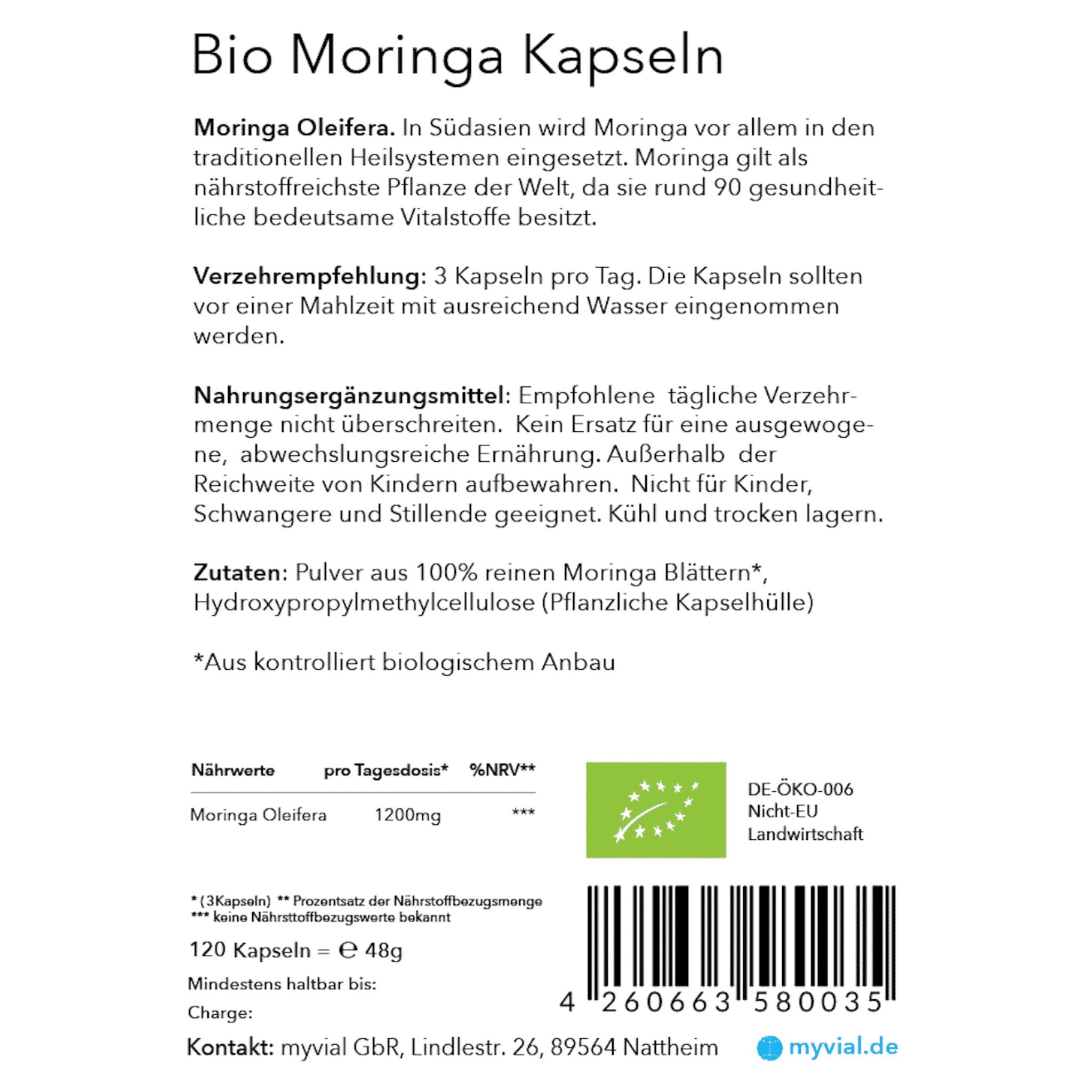 Bio Moringa - 120 Kapseln - montcalia.ch