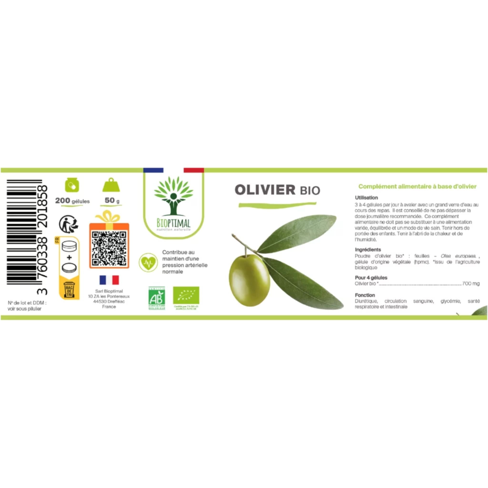 Bio Olivenblatt - 200 Kapseln - Bioptimal - Adaptogen - Bio - Bioptimal - montcalia.ch