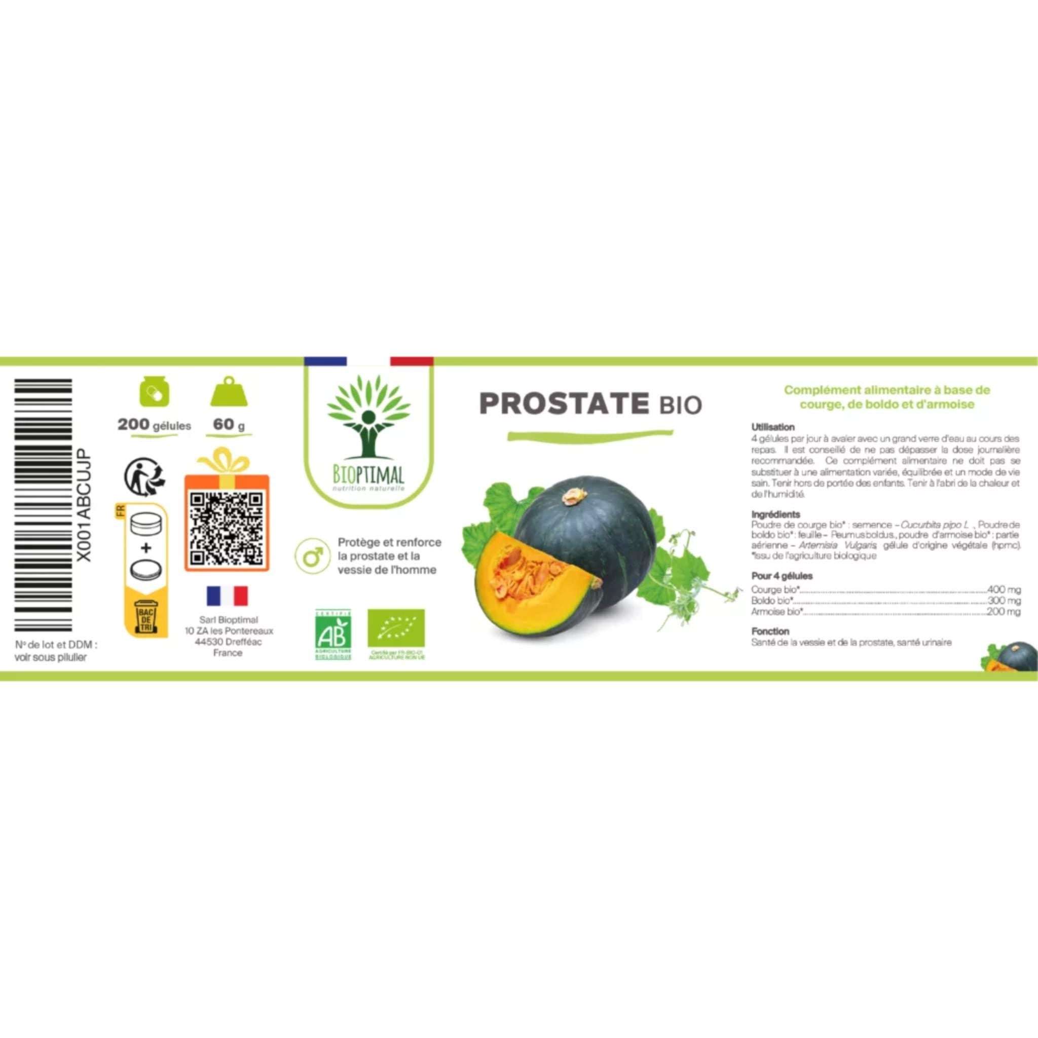 Bio Prostata - Komplex - 200 Kapseln - Bioptimal - Adaptogen - Artemisia - Artemisia vulgaris - montcalia.ch