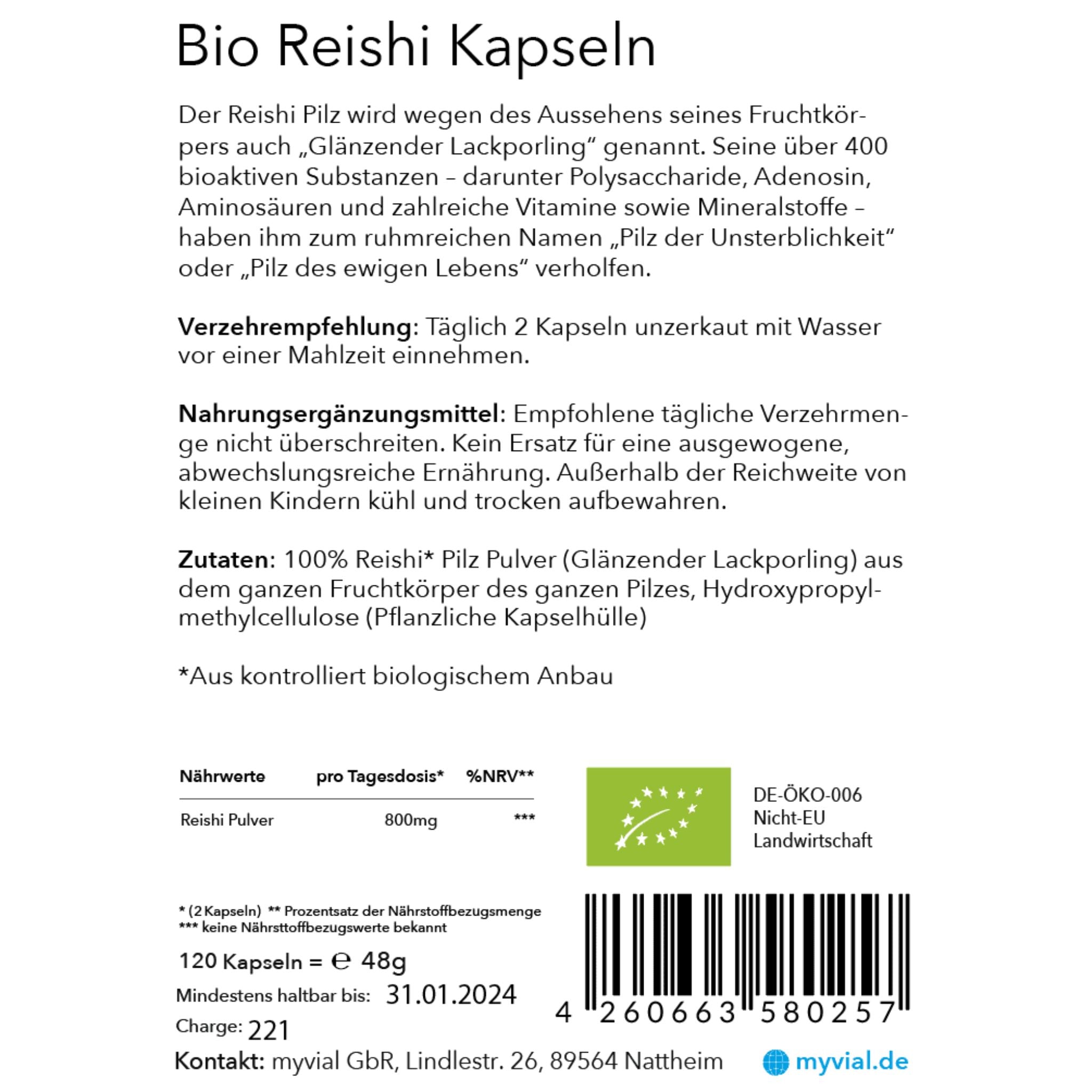 Bio Reishi - 120 Kapseln - montcalia.ch