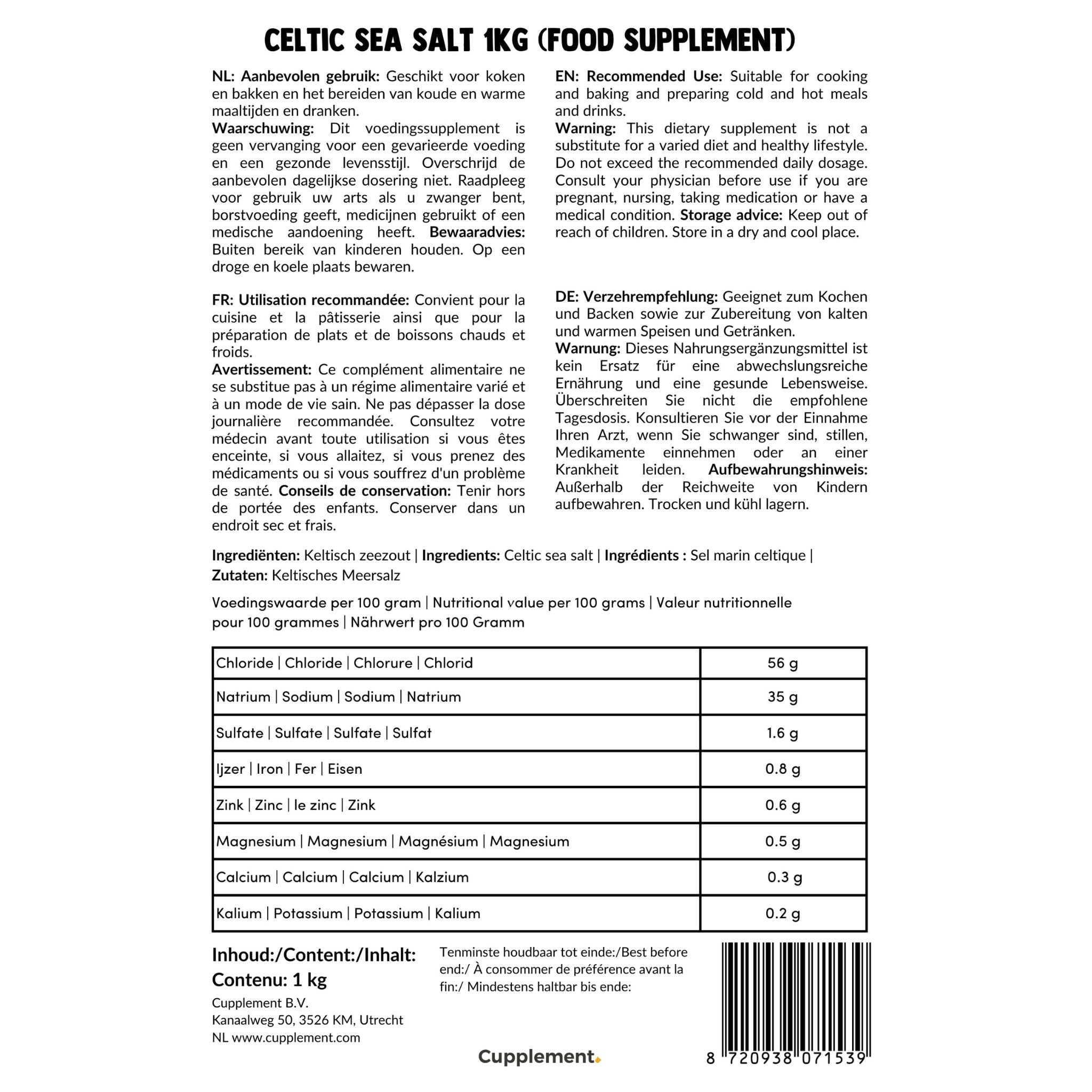 Celtic Sea Salt - Keltisches Meersalz - 1kg - Cupplement - Bretonisches Salz - Celtic Sea Salt - Keltisches Meersalz - montcalia.ch