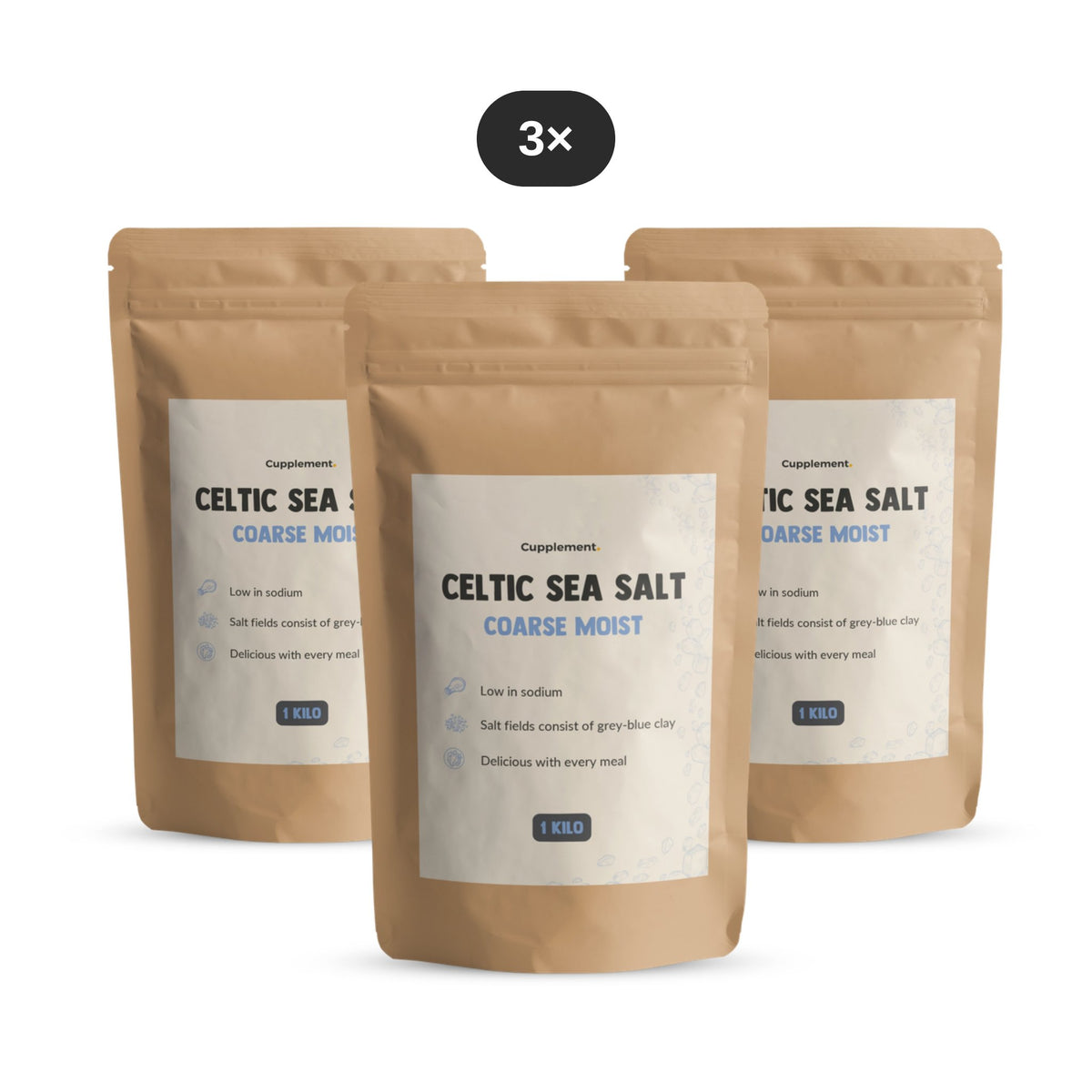 Lot de 3 Celtic Sea Salt sel marin celtique 1 kg gros