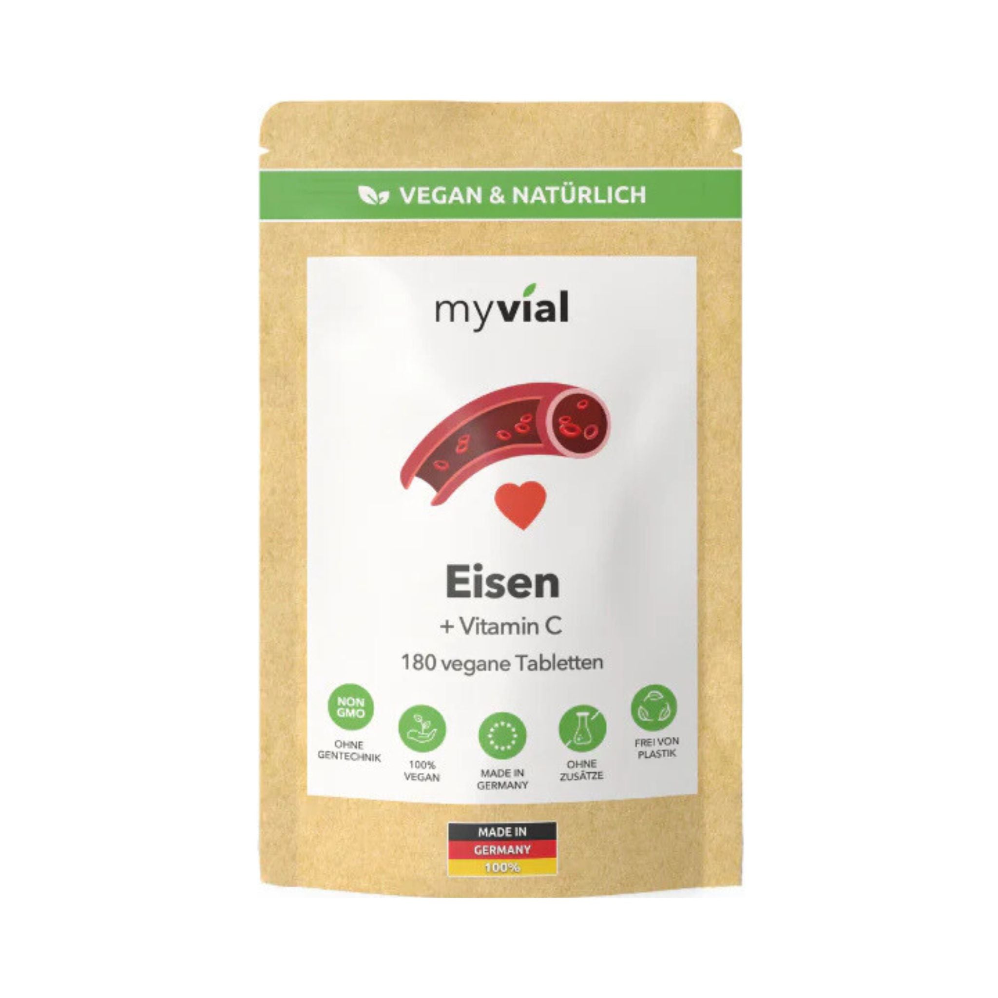 Eisen + Vitamin C - 180 Tabletten - myvial - Blut - Eisen - Frauen - montcalia.ch