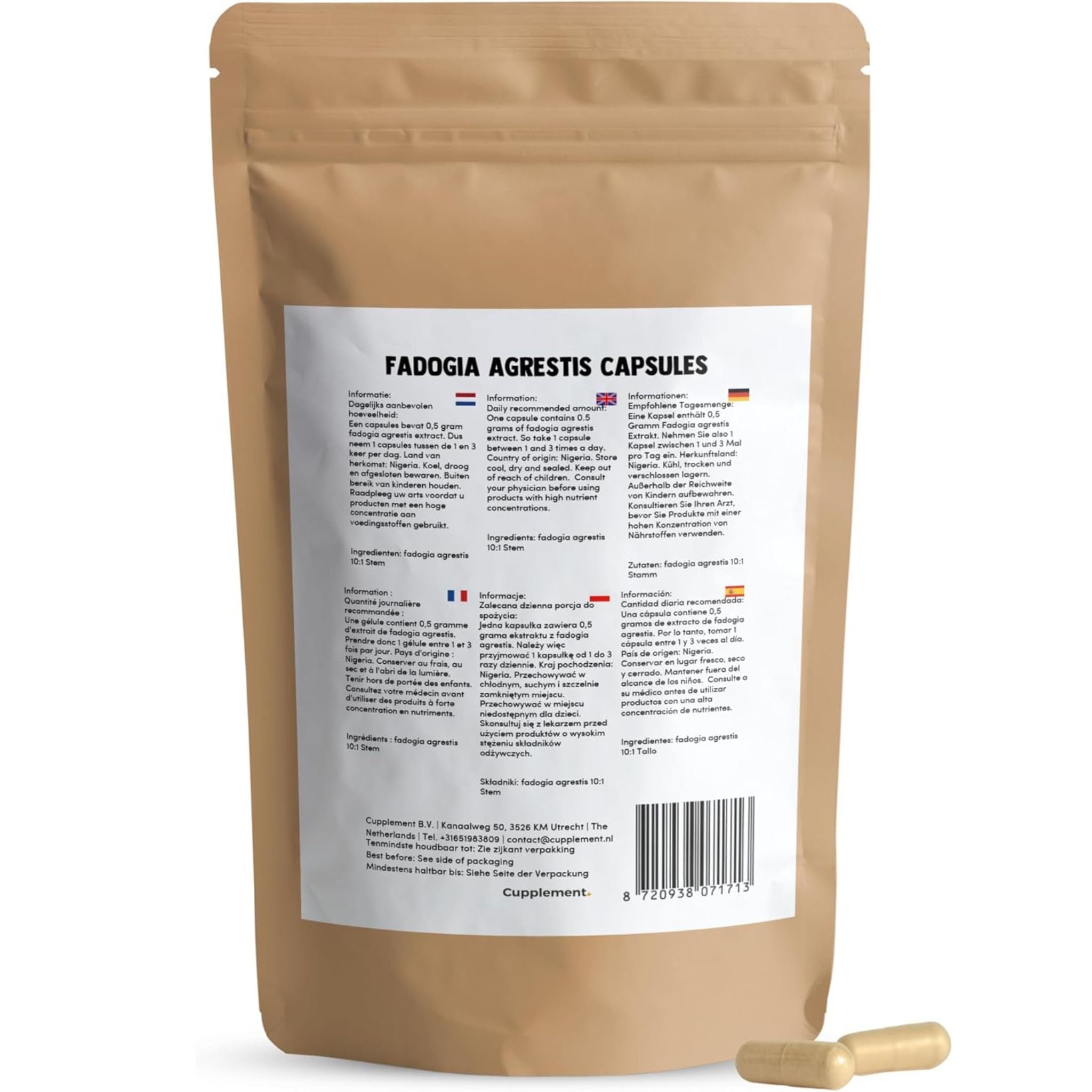 Fadogia Agrestis Extrakt 500mg - 60 Kapseln - Cupplement - Aphrodisikum - Fadogia agrestis - Fruchtbarkeit - montcalia.ch