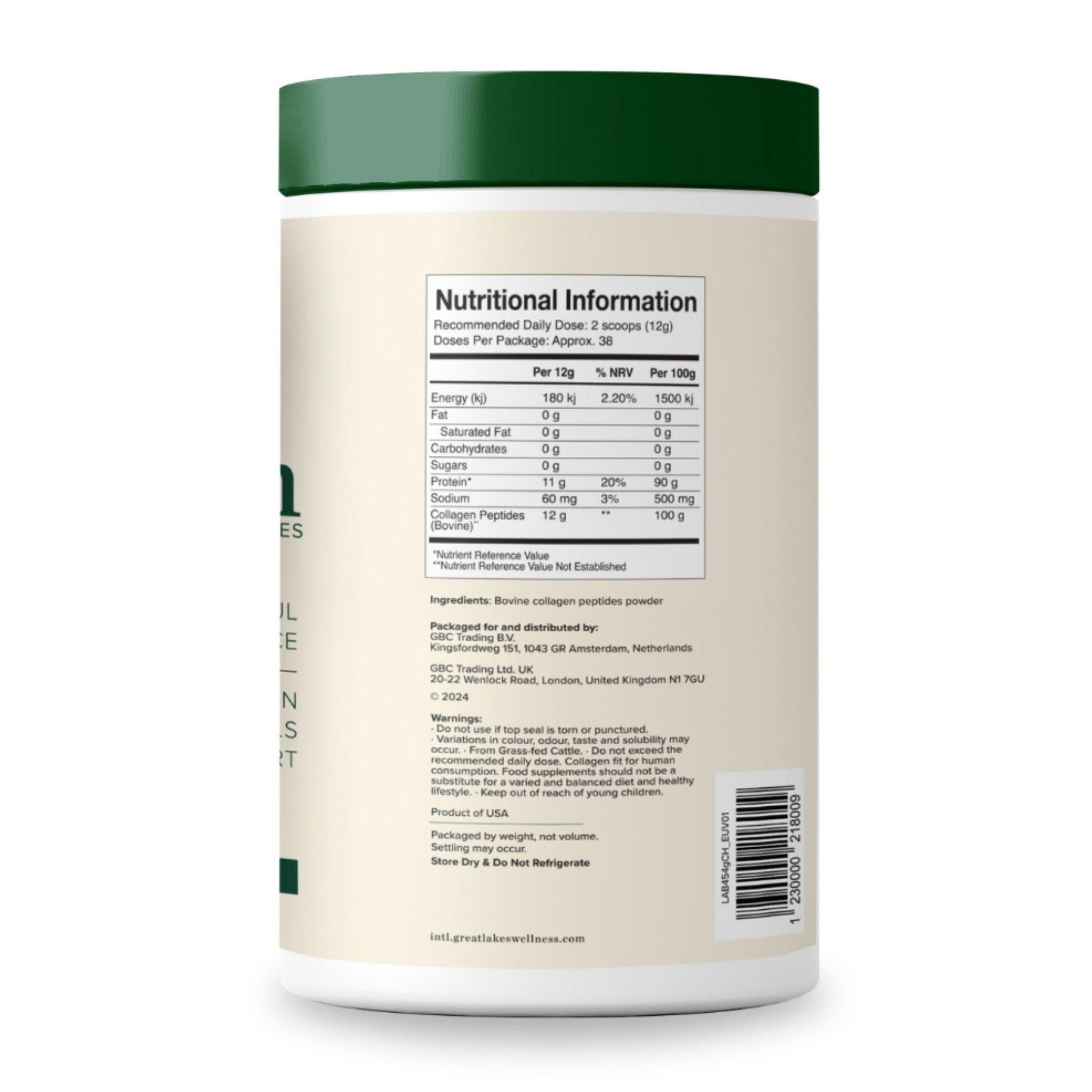 Great Lakes Wellness Bovines Kollagen Peptide Pulver – 454g - Great Lakes Wellness - Beef - Bone Broth - Darm - montcalia.ch