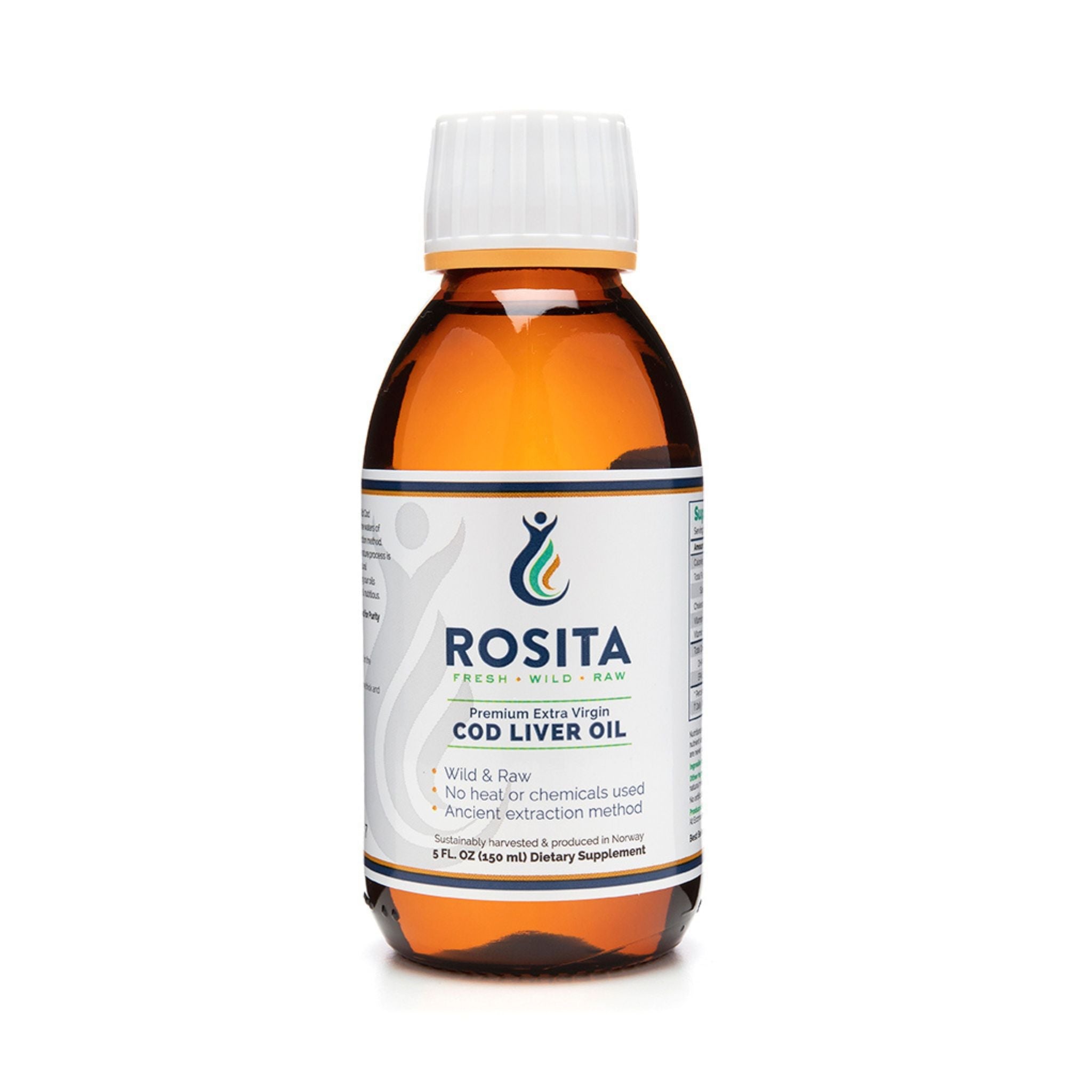 Lebertran Rosita EVCLO flüssig - 150ml - Rosita Real Foods - 1000 UI - 5000 IU - Abnehmen - montcalia.ch