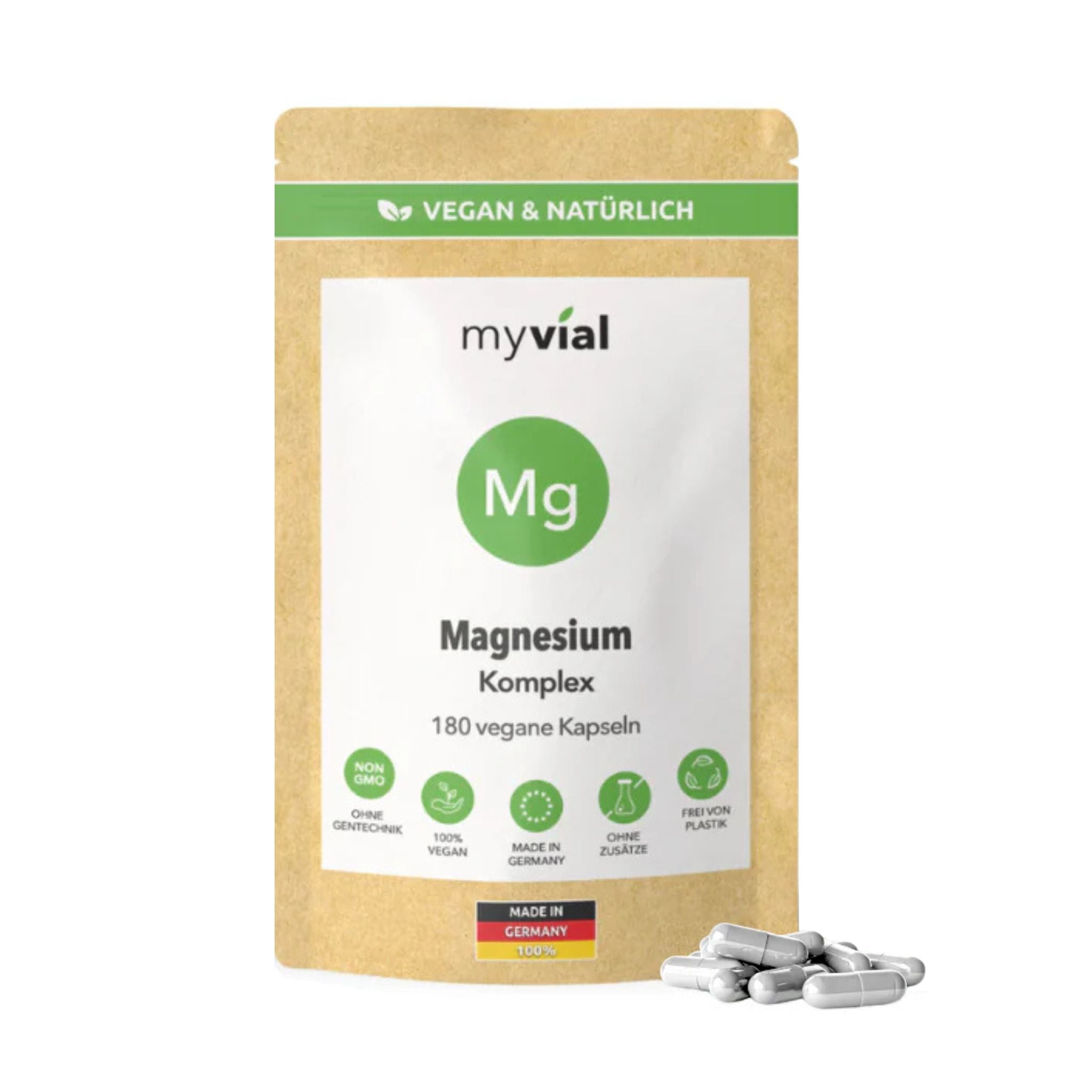 Magnesium Komplex - 180 Kapseln - myvial - Abnehmen - Blutdruck - Bluthochdruck - montcalia.ch