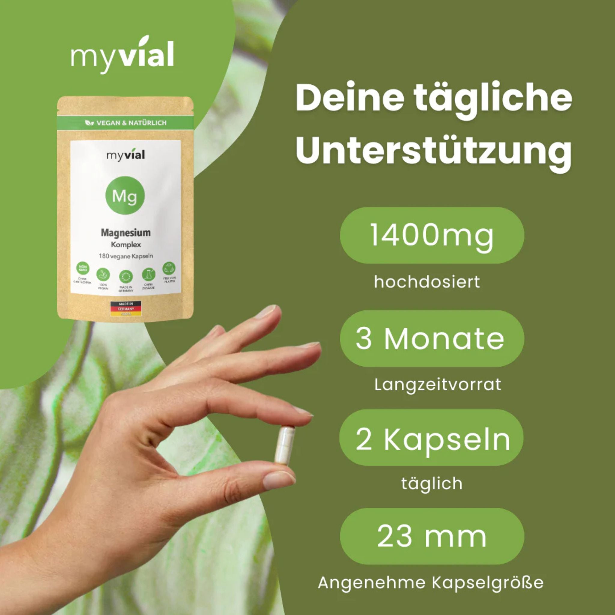 Magnesium Komplex - 180 Kapseln - myvial - Abnehmen - Blutdruck - Bluthochdruck - montcalia.ch