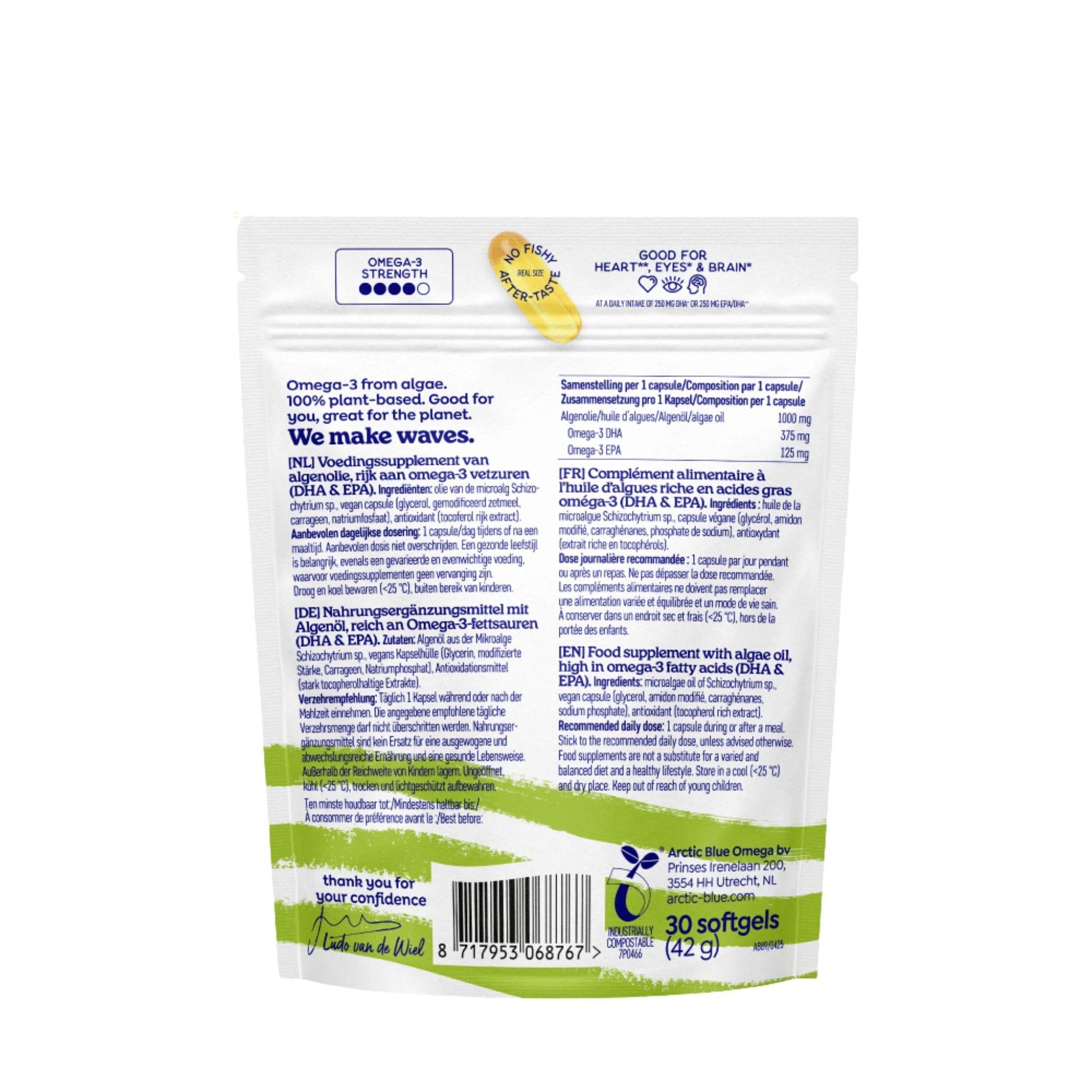 Omega 3 Algenöl Vegan DHA & EPA - 30 Kapseln - Arctic Blue - Alaska - Seelachs - Algenöl - Cod liver oil - montcalia.ch