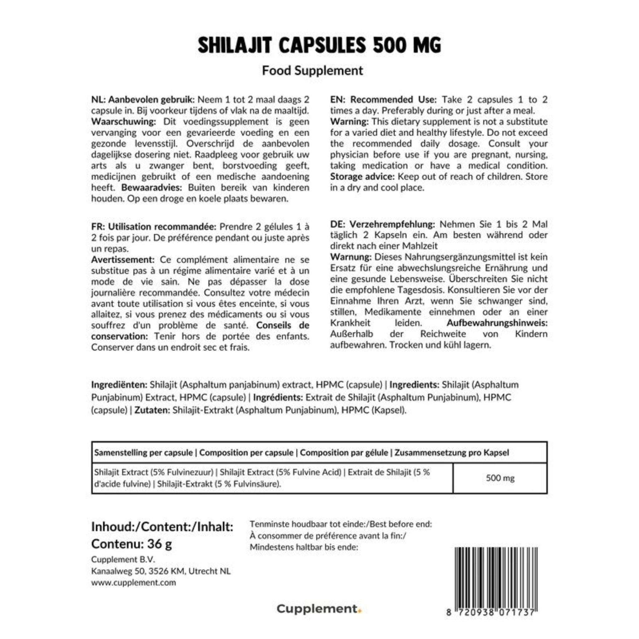 Shilajit Extrakt - 60 Kapseln - montcalia.ch