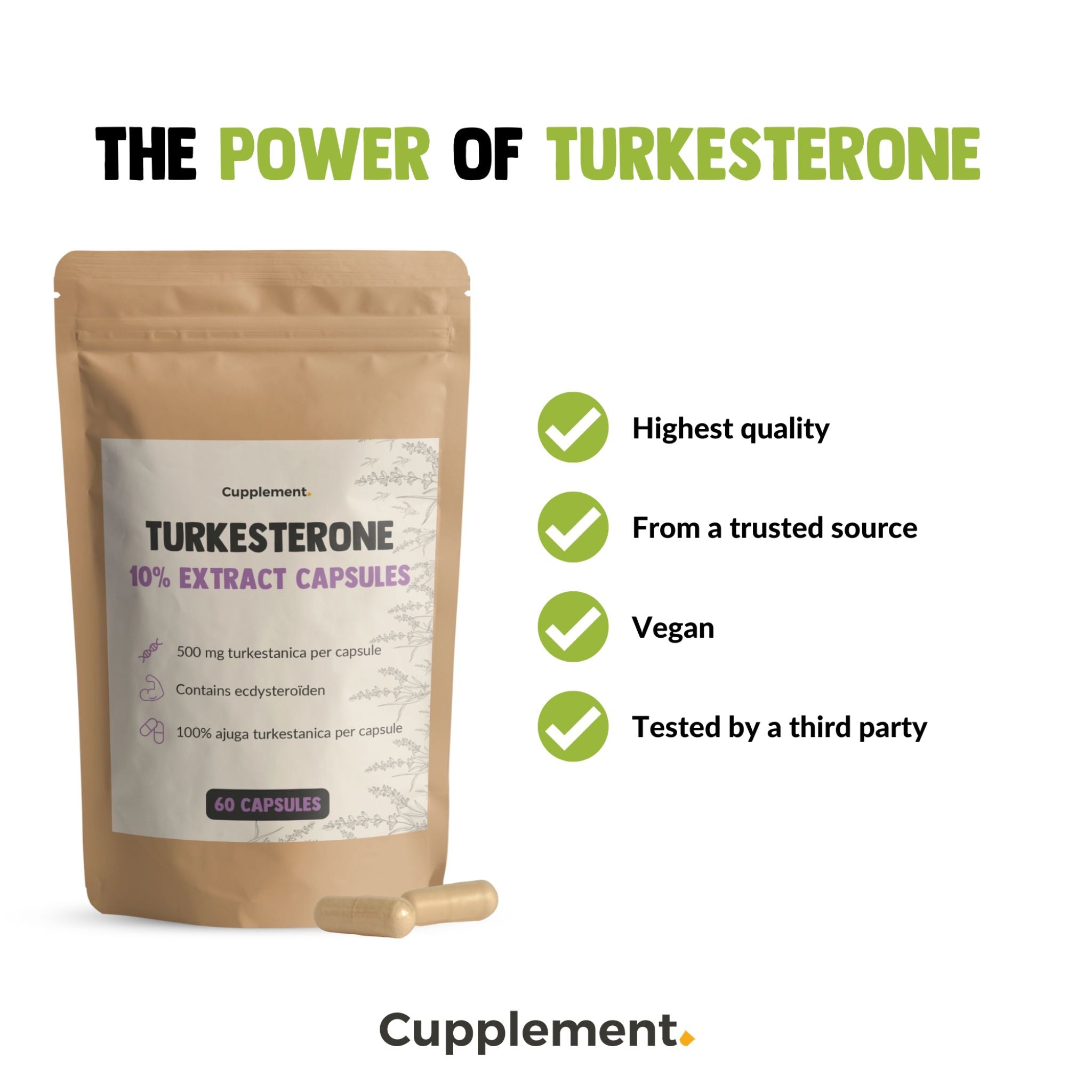 Turkesterone 10% Extrakt 500mg - 60 Kapseln - Cupplement - Ajuga Turkestanica - Anabolika - Fitness - montcalia.ch