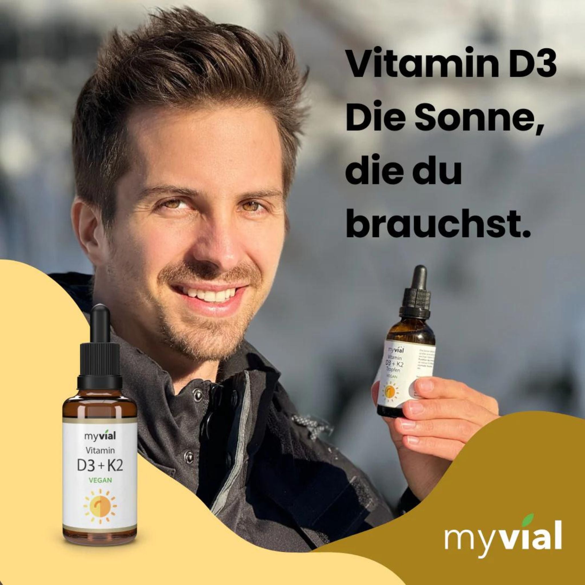 Vitamin D3 + K2 Tropfen - 50ml - myvial - 1000 UI - Allergien - D3 - montcalia.ch